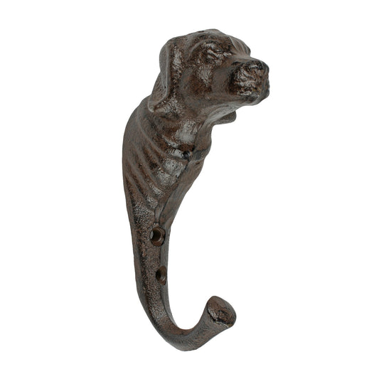 Dog Head Wall Hook Cast Iron Key Towel Coat Leash Hanger Antique Rustic Brown