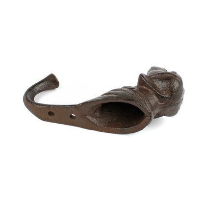 Dog Head Wall Hook Cast Iron Key Towel Coat Leash Hanger Antique Rustic Brown