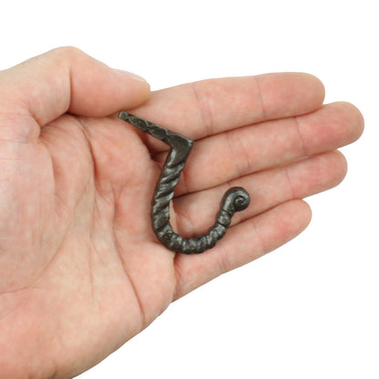 Small Tiny Hammer In Forged Raw Iron Metal Hook Key Hanger 2 1/4 inch