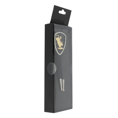 Cowboy Rodeo Bull Western Bolo Tie Silver & Gold Black Enamel 36 inch Black Cord