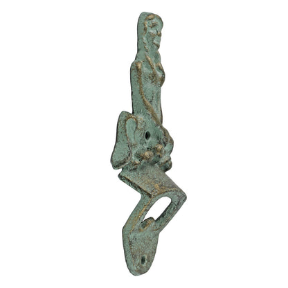 Verdigris Cast Iron Mermaid Beer Bottle Opener Wall Mounted Nautical Bar Decor