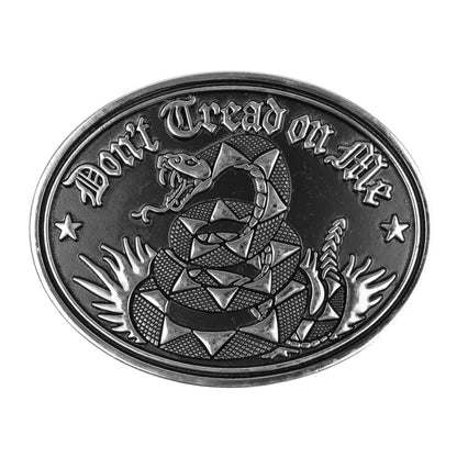 Don't Tread On Me Snake Belt Buckle Gadsden Flag Antique Silver Black Enamel