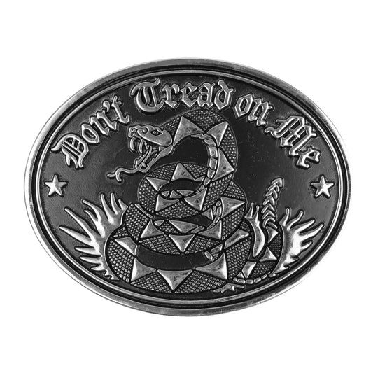 Don't Tread On Me Snake Belt Buckle Gadsden Flag Antique Silver Black Enamel