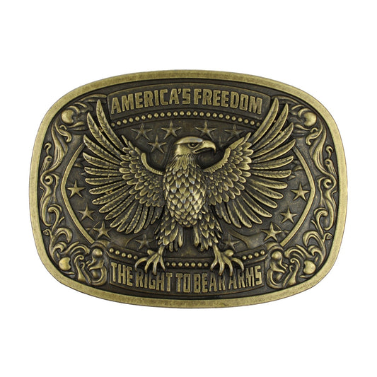 America's Freedom 2nd Amendment Eagle Belt Buckle Antique Bronze Fits 1.5" Belts