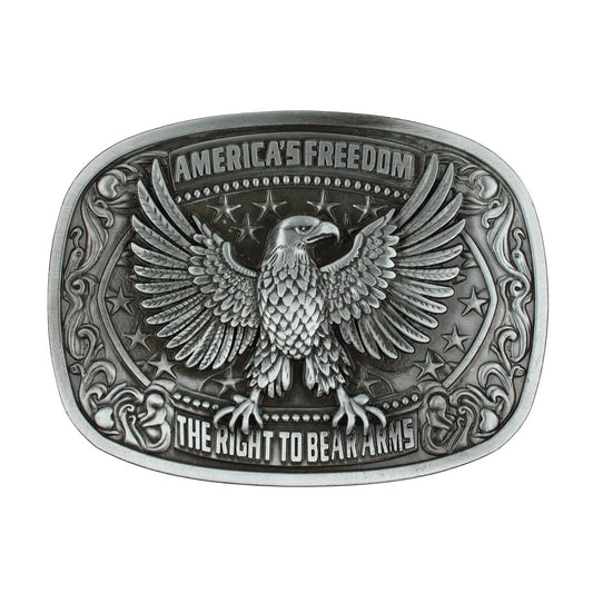 America's Freedom 2nd Amendment Eagle Belt Buckle Antique Silver Fits 1.5" Belts