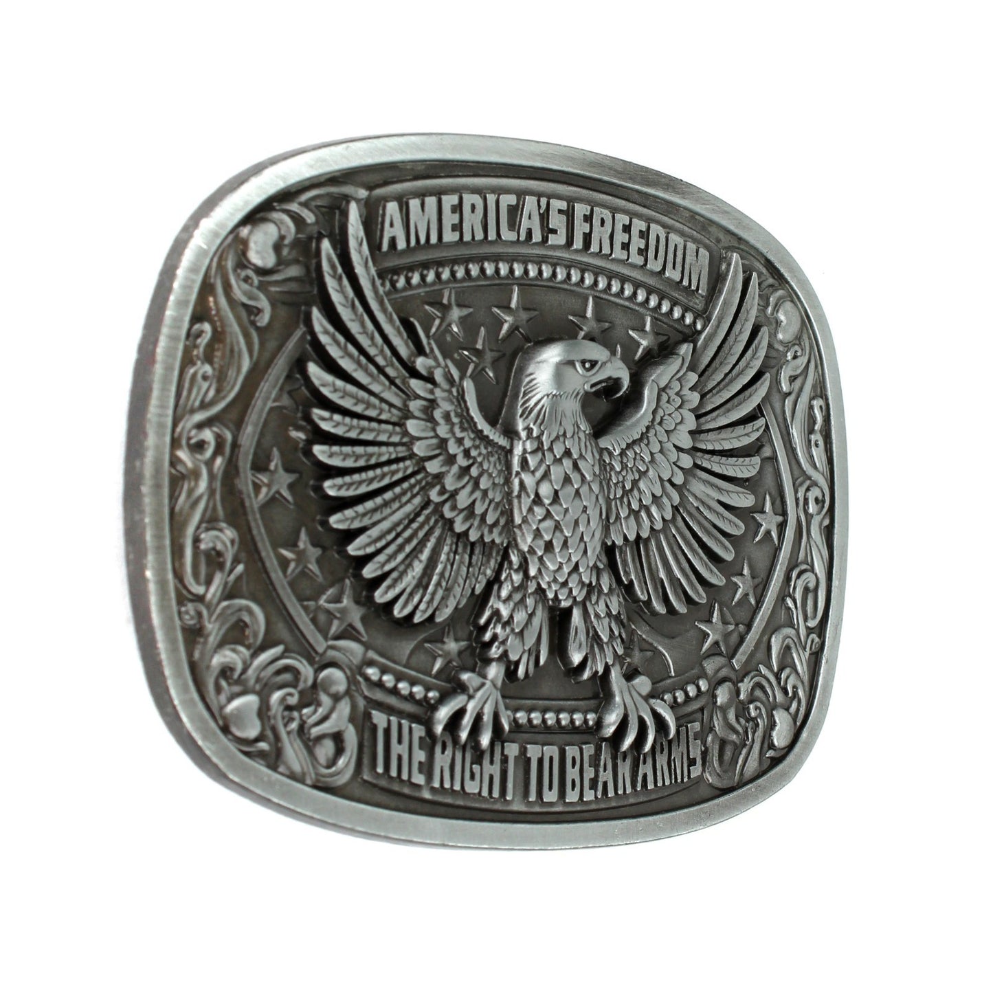 America's Freedom 2nd Amendment Eagle Belt Buckle Antique Silver Fits 1.5" Belts