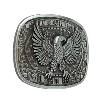America's Freedom 2nd Amendment Eagle Belt Buckle Antique Silver Fits 1.5" Belts