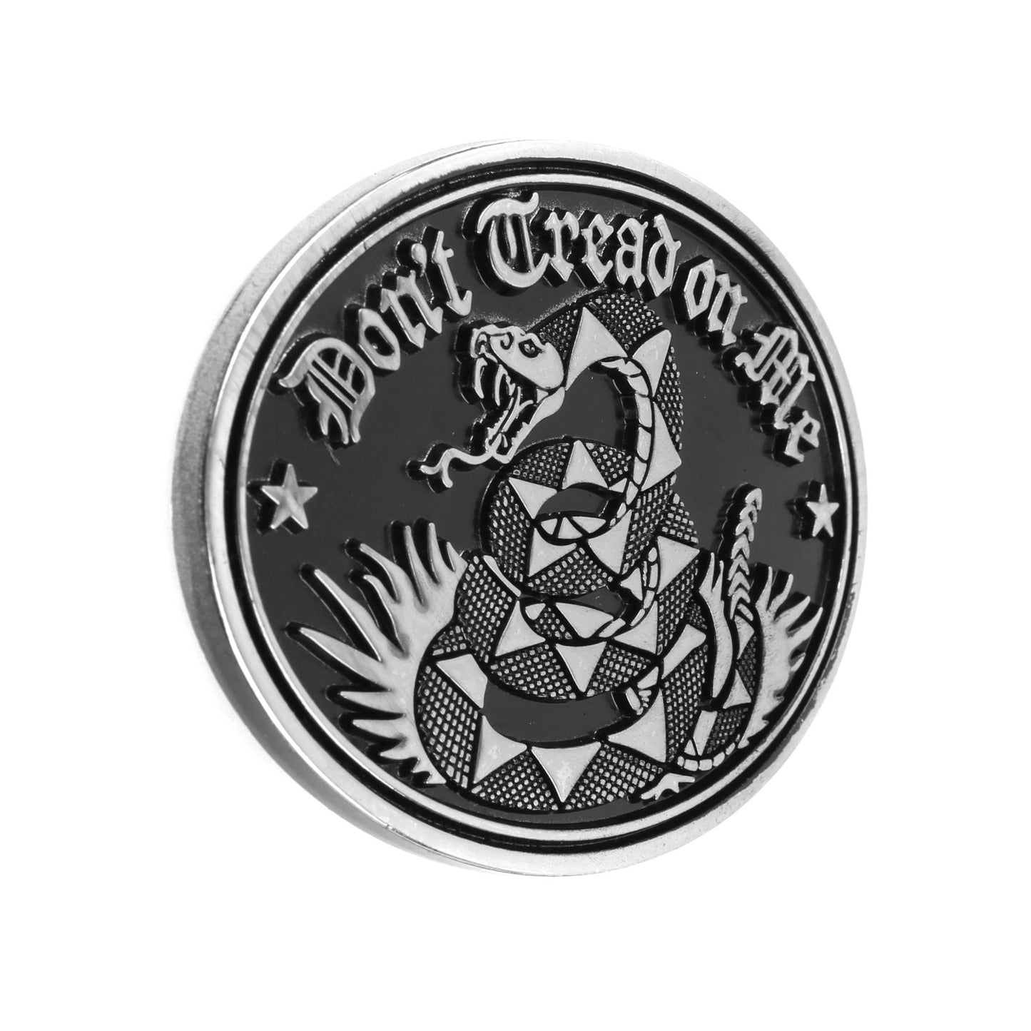 Don't Tread On Me Snake Belt Buckle Gadsden Flag Antique Silver Black Enamel