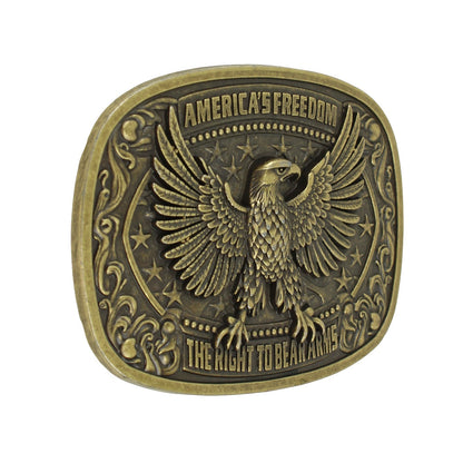 America's Freedom 2nd Amendment Eagle Belt Buckle Antique Bronze Fits 1.5" Belts