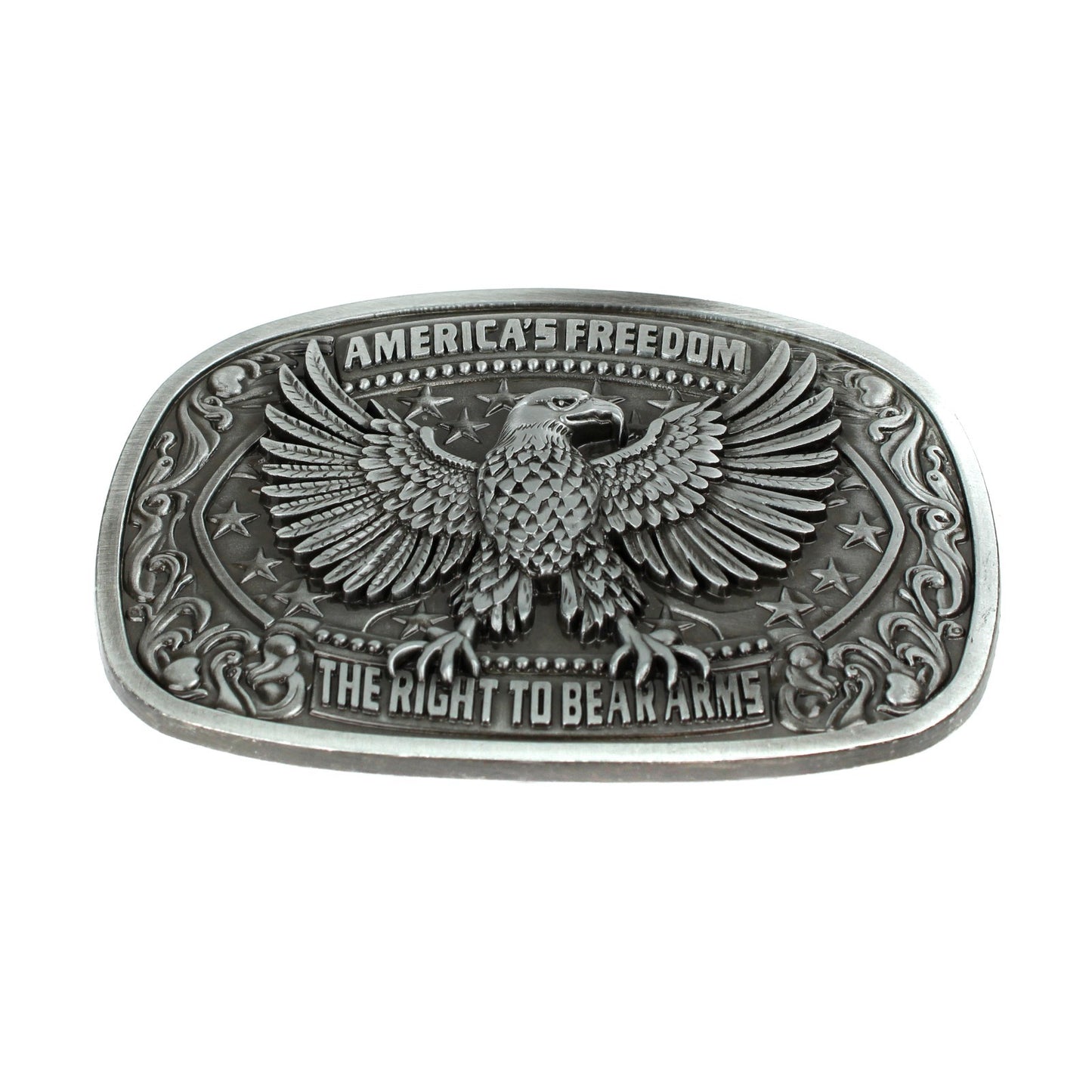 America's Freedom 2nd Amendment Eagle Belt Buckle Antique Silver Fits 1.5" Belts