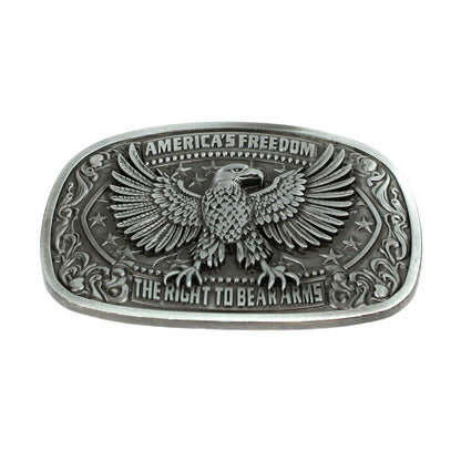 America's Freedom 2nd Amendment Eagle Belt Buckle Antique Silver Fits 1.5" Belts