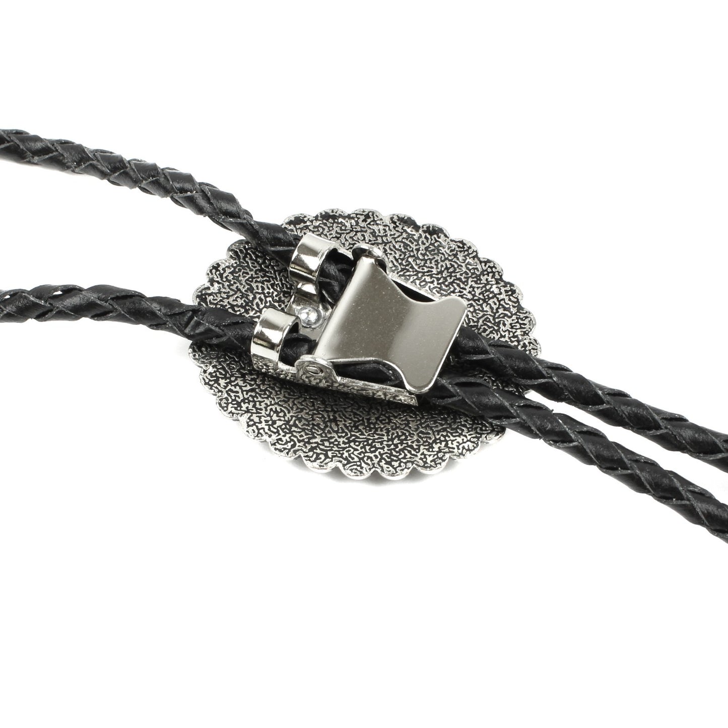 Oval Turquoise Stones Inlay Bolo Tie Antique Silver 40 inch Black Leather Cord