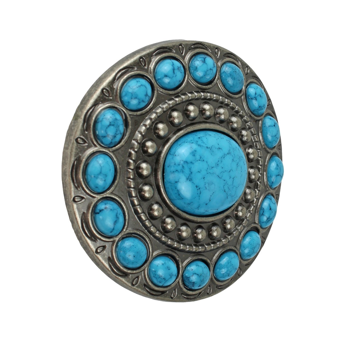 Southwestern Turquoise Beads Oval Belt Buckle Antique Silver Fits 1.5 inch Belts