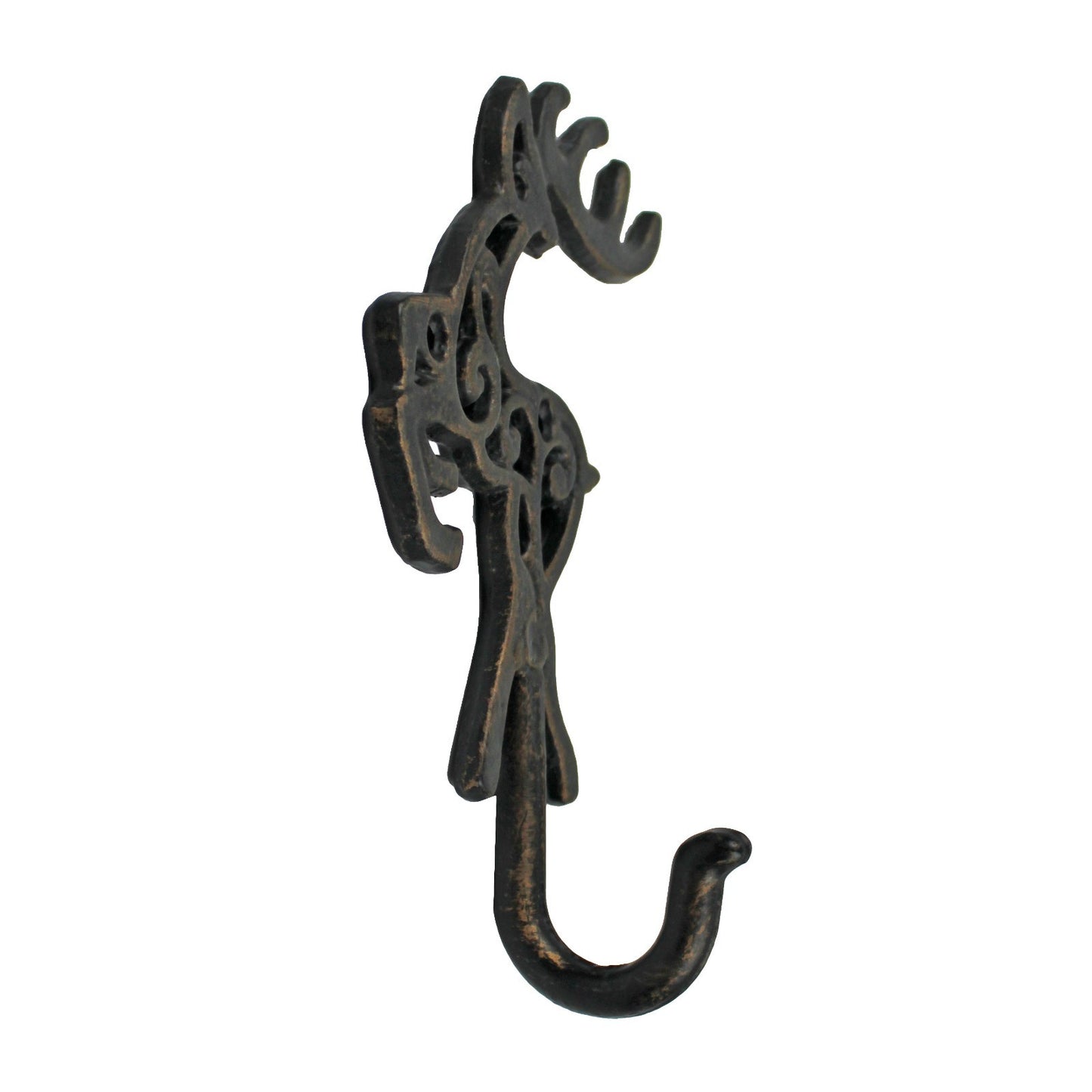 Metal Reindeer Wall Hook Cast Iron Key Towel Coat Hanger Rustic Brown Finish