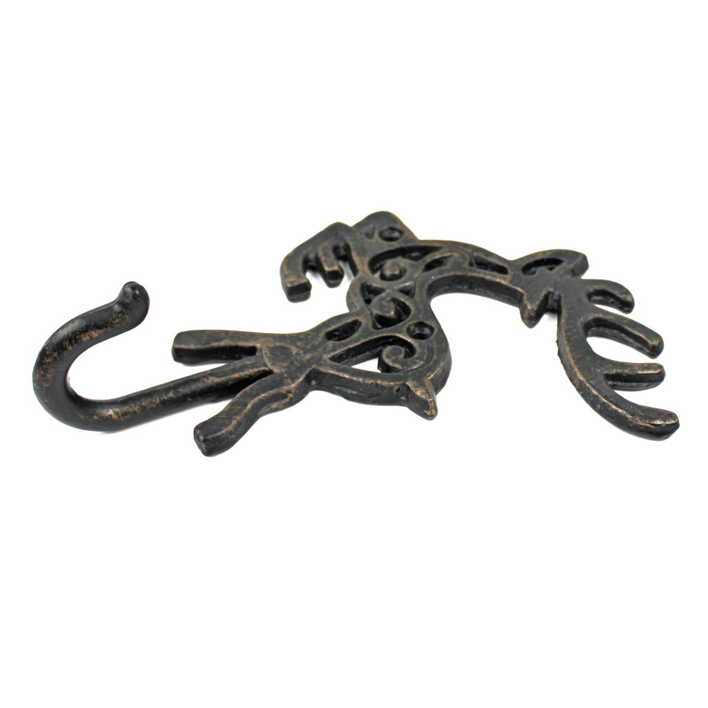 Metal Reindeer Wall Hook Cast Iron Key Towel Coat Hanger Rustic Brown Finish