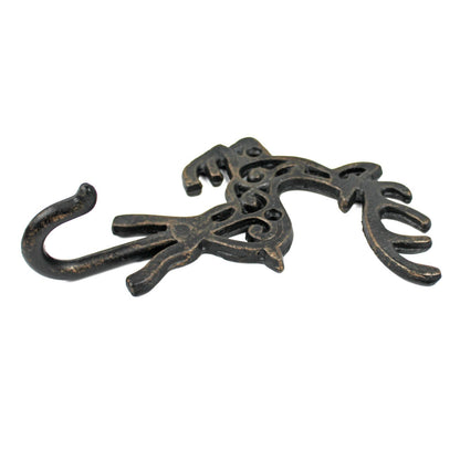 Metal Reindeer Wall Hook Cast Iron Key Towel Coat Hanger Rustic Brown Finish