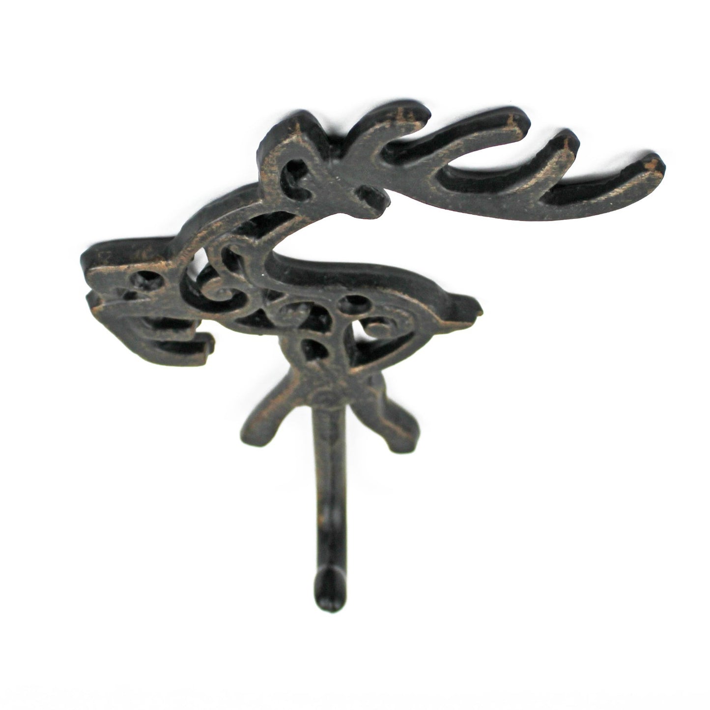 Metal Reindeer Wall Hook Cast Iron Key Towel Coat Hanger Rustic Brown Finish