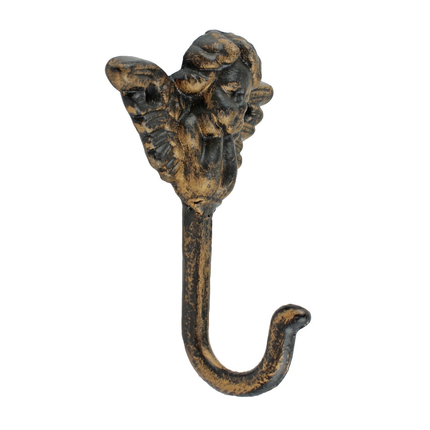 Cast Iron Angel Cherub Wings Wall Hook Key Towel Coat Hanger Rustic Brown Color