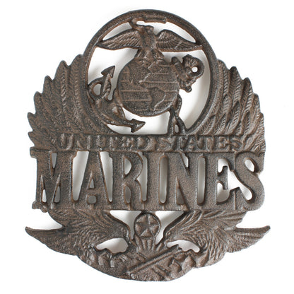 Rustic Cast Iron Marines Trivet Military Kitchen Hot Pot Holder 8 3/8 x 7 1/4 in