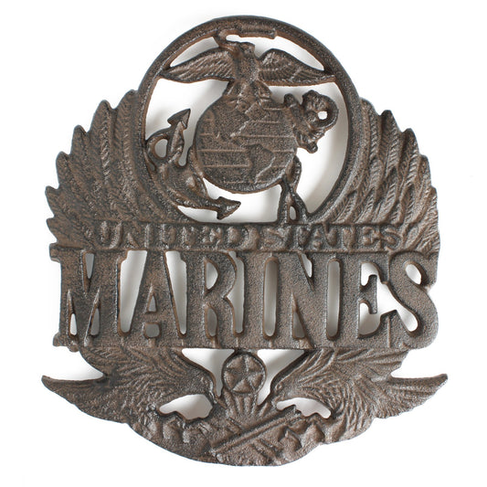 Rustic Cast Iron Marines Trivet Military Kitchen Hot Pot Holder 8 3/8 x 7 1/4 in