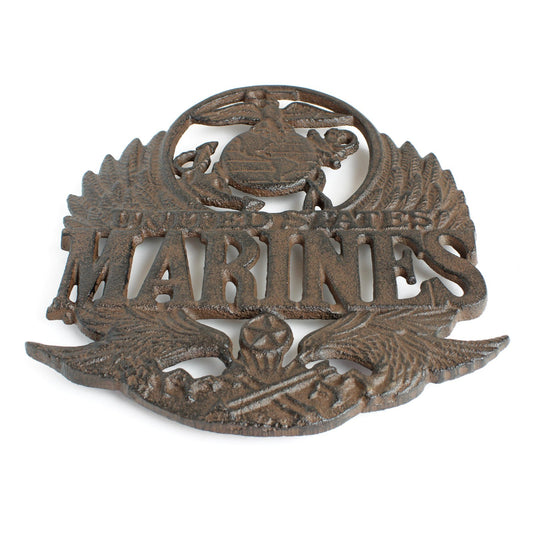 Rustic Cast Iron Marines Trivet Military Kitchen Hot Pot Holder 8 3/8 x 7 1/4 in