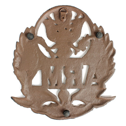 Rustic Cast Iron Army Trivet Military Kitchen Hot Pot Holder 8 1/4 x 7 1/4 in
