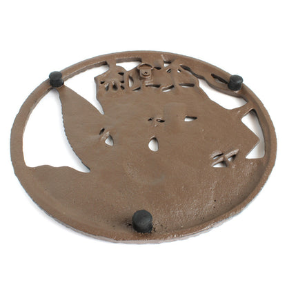 Rustic Cast Iron Navy Ship Eagle Military Round Trivet Hot Pot Holder 7.5 inch