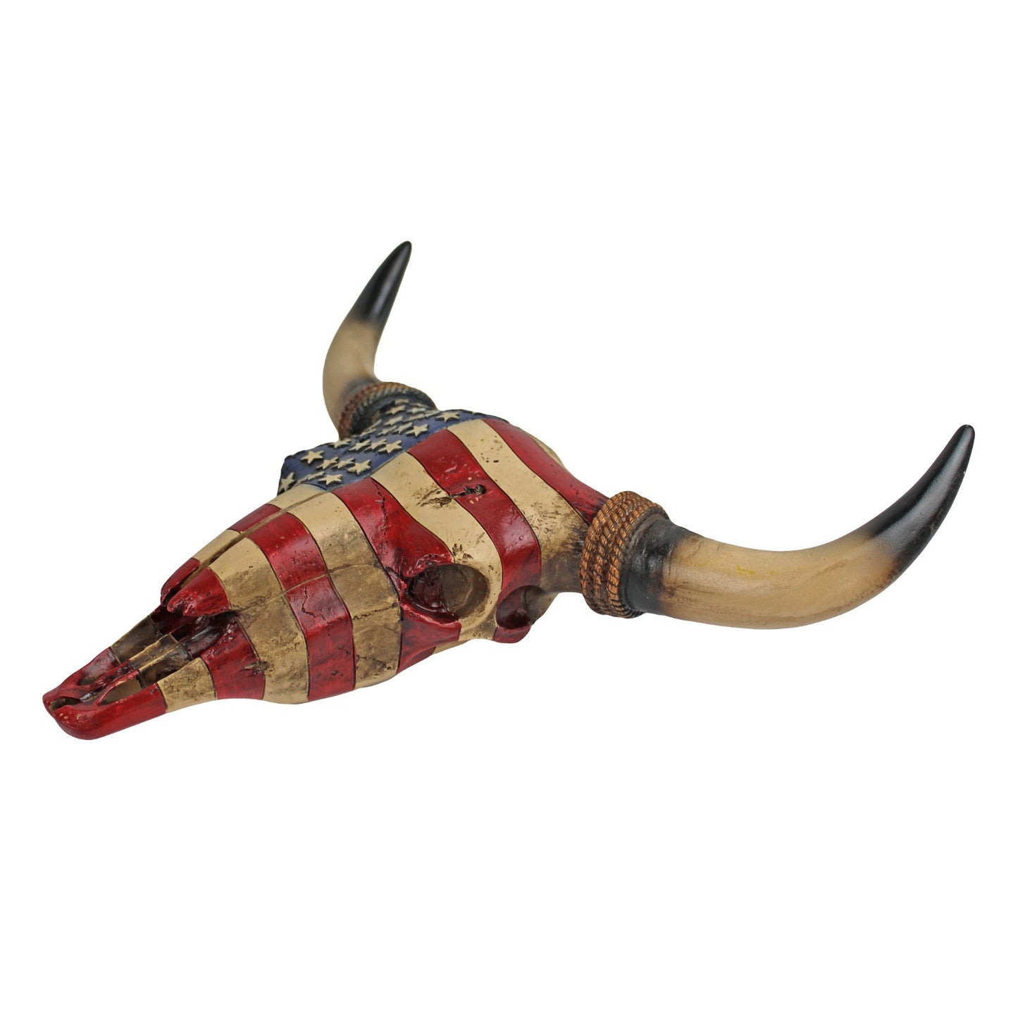 American Flag Longhorn Steer Faux Cow Skull Wall Decor Rustic Western 16 inch