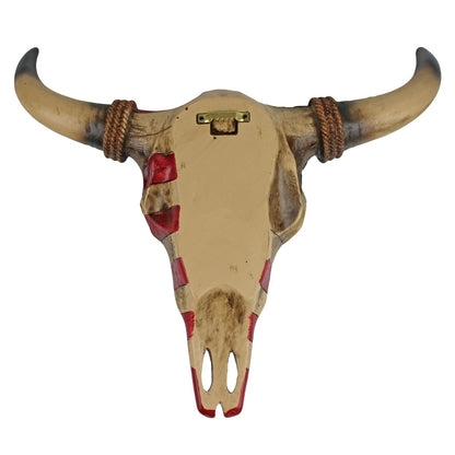 American Flag Longhorn Steer Faux Cow Skull Wall Decor Rustic Western 16 inch