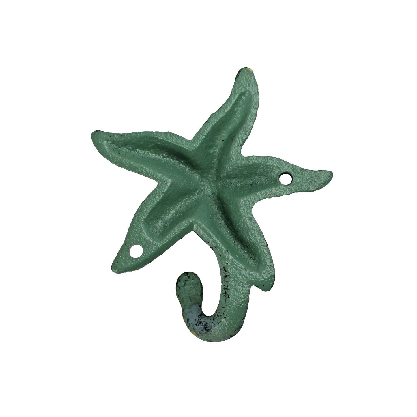 Small Cast Iron Starfish Wall Hook Key Towel Coat Door Hanger Nautical Verdigris