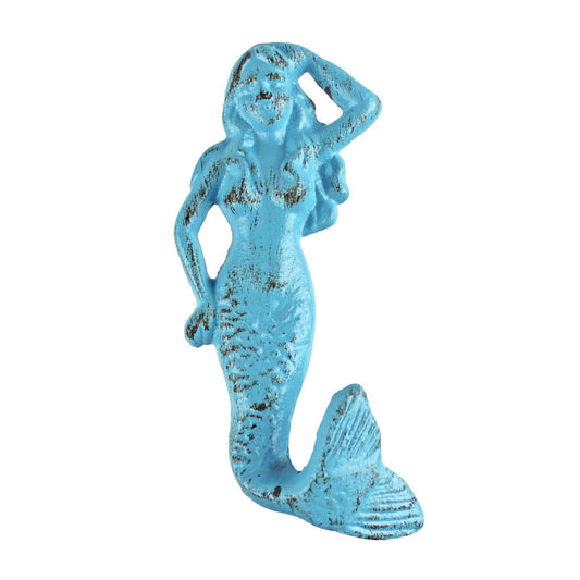 Cast Iron Mermaid Tail Wall Hook Towel Coat Hanger Rustic Blue Nautical Decor