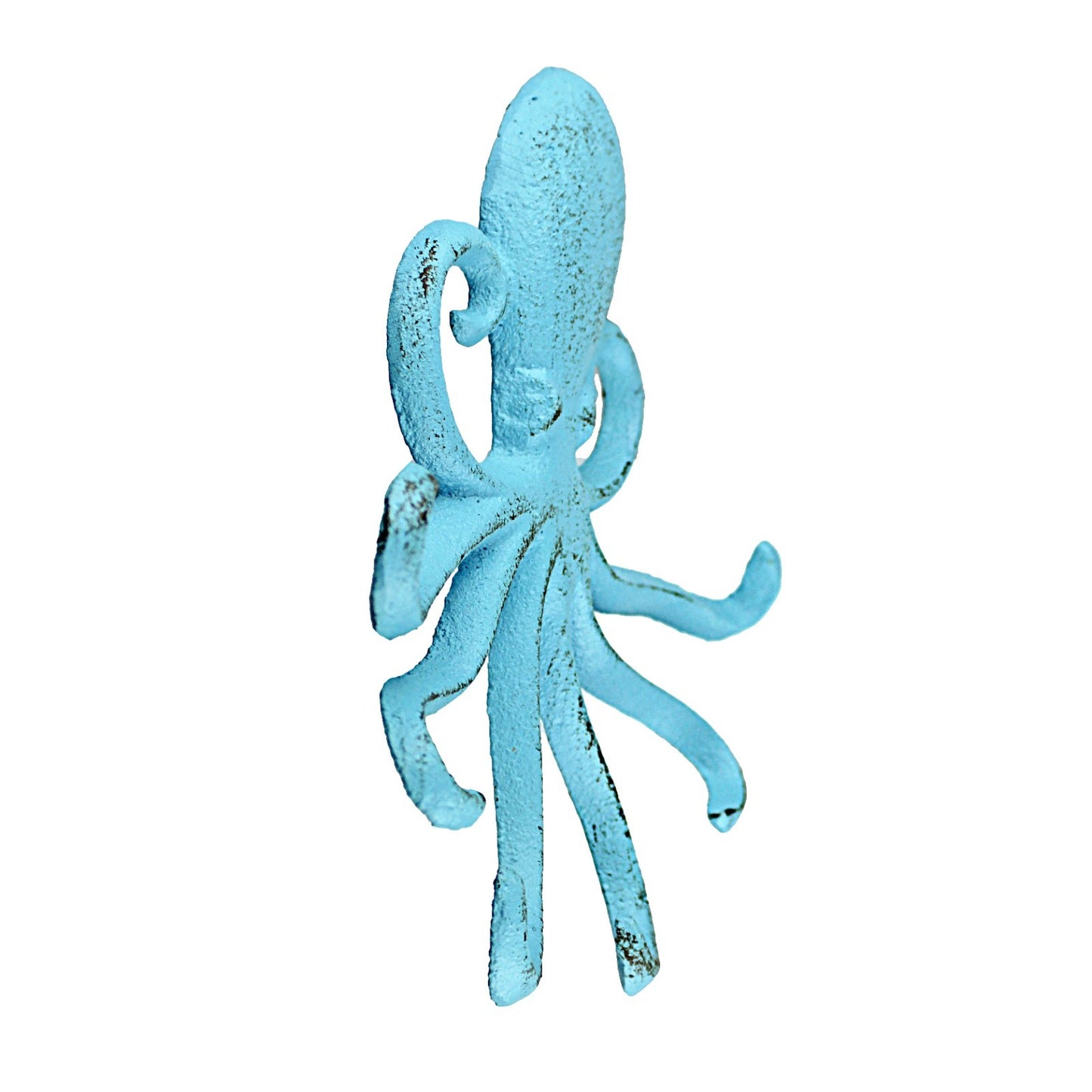 Cast Iron Octopus Tentacles Wall Hook Key Coat Towel Hanger Nautical Rustic Blue