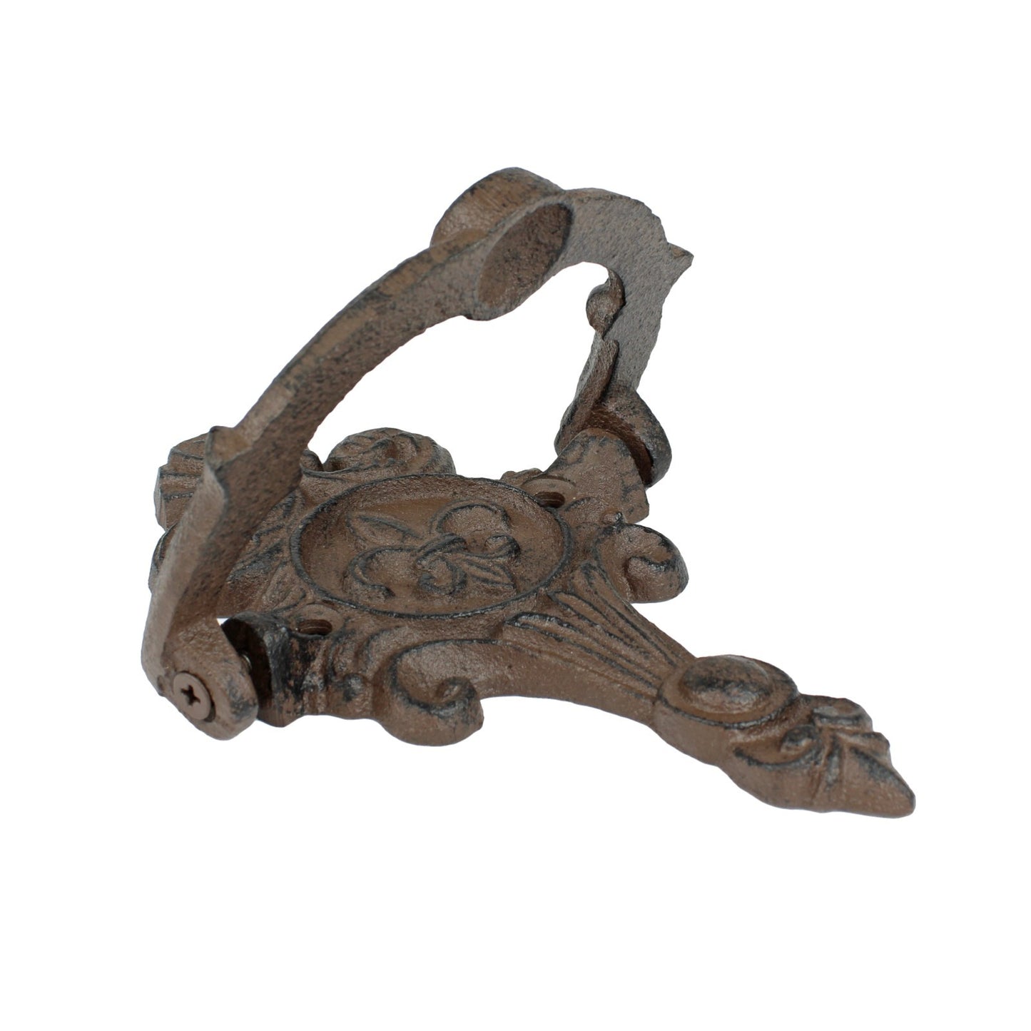 Cast Iron Fleur De Lis Door Knocker Scrolls Accent Rustic Victorian Style Brown
