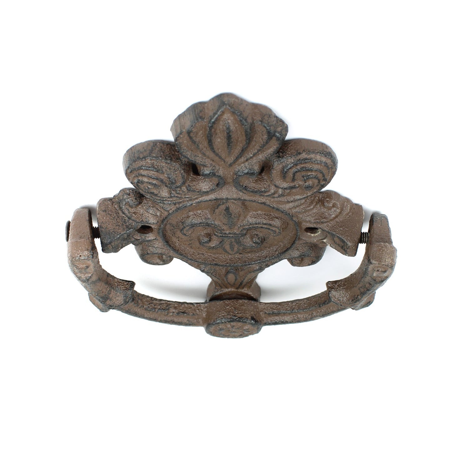 Cast Iron Fleur De Lis Door Knocker Scrolls Accent Rustic Victorian Style Brown