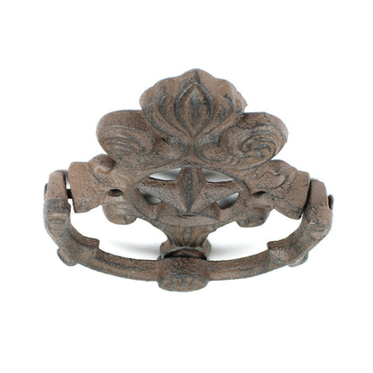 Cast Iron Fleur De Lis Star Door Knocker Scrolls Accent Rustic Victorian Style