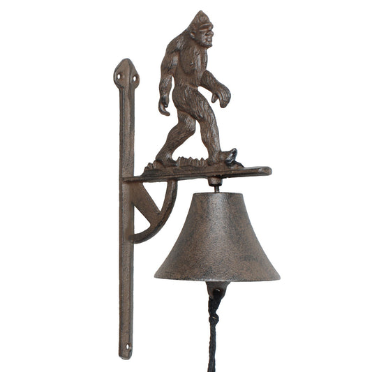 Bigfoot Sasquatch Dinner Bell Cast Iron Wall Mounted Antique Style Rustic Finish