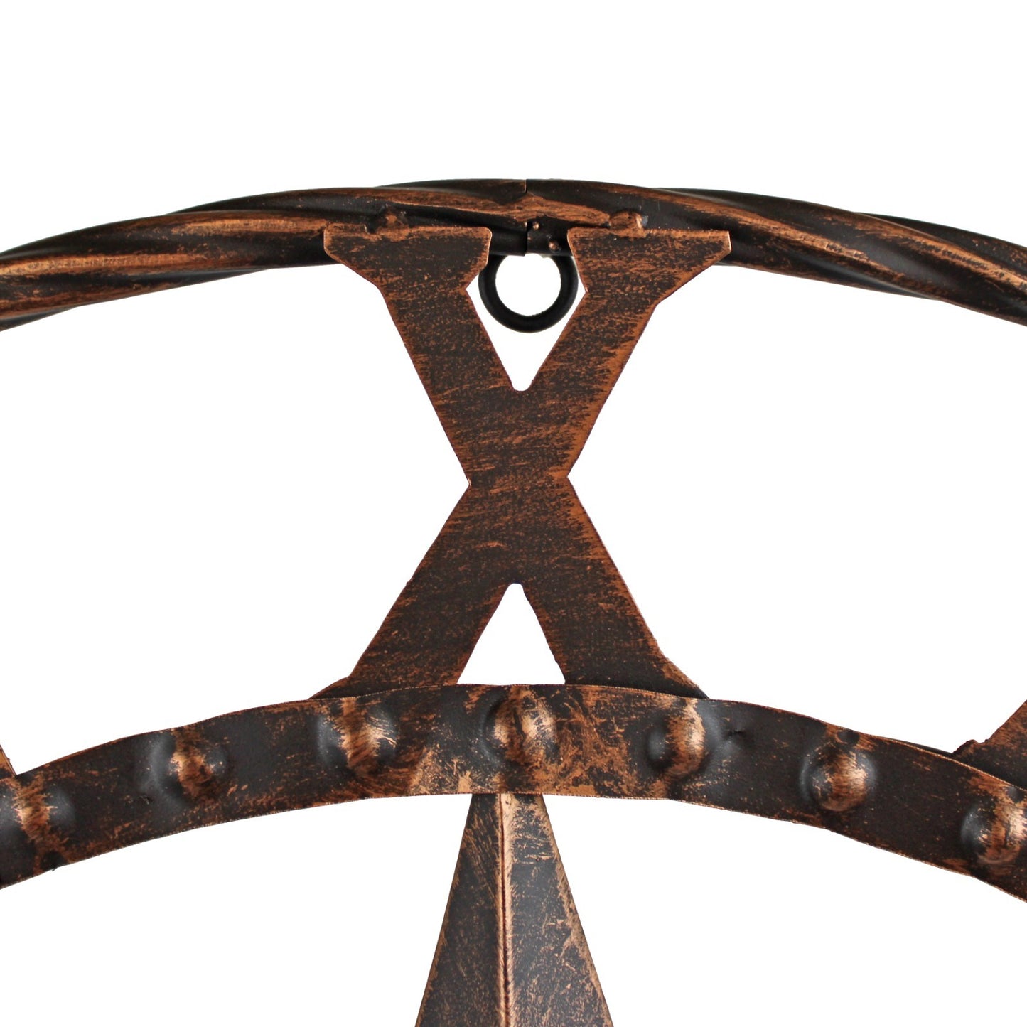 Metal Texas Lone Star Barn Wall Decor Rope Ring Rustic Brushed Copper 24 inch