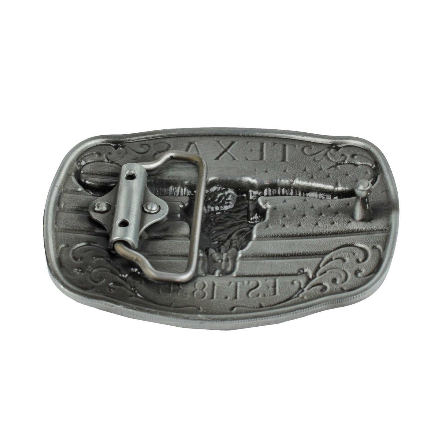 American Flag Texas 1836 Longhorn Belt Buckle Antique Silver Fits 1.5 inch Belts