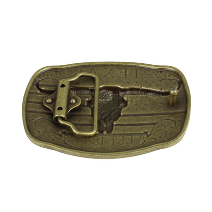 American Flag Texas 1836 Longhorn Belt Buckle Antique Bronze Fits 1.5 inch Belts