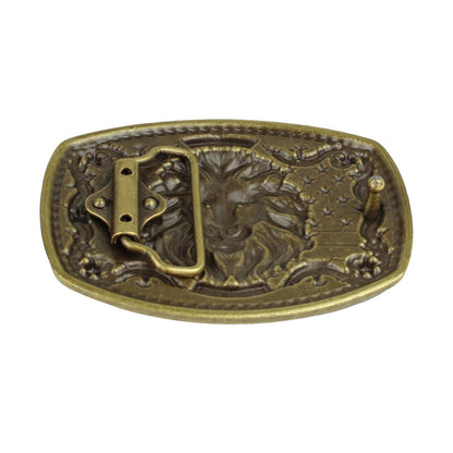 American Flag USA Lion Head Stars Belt Buckle Antique Bronze Fits 1.5 inch Belts