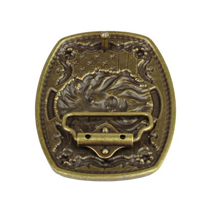 American Flag USA Lion Head Stars Belt Buckle Antique Bronze Fits 1.5 inch Belts