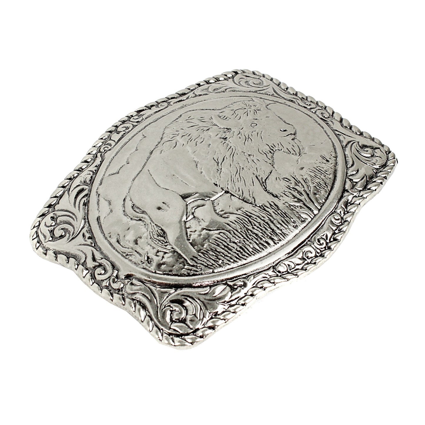 American Bison Buffalo Floral Belt Buckle Antique Silver Fits 1.5 inch Belts