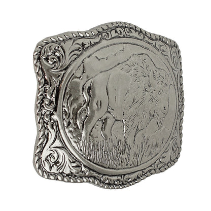 American Bison Buffalo Floral Belt Buckle Antique Silver Fits 1.5 inch Belts