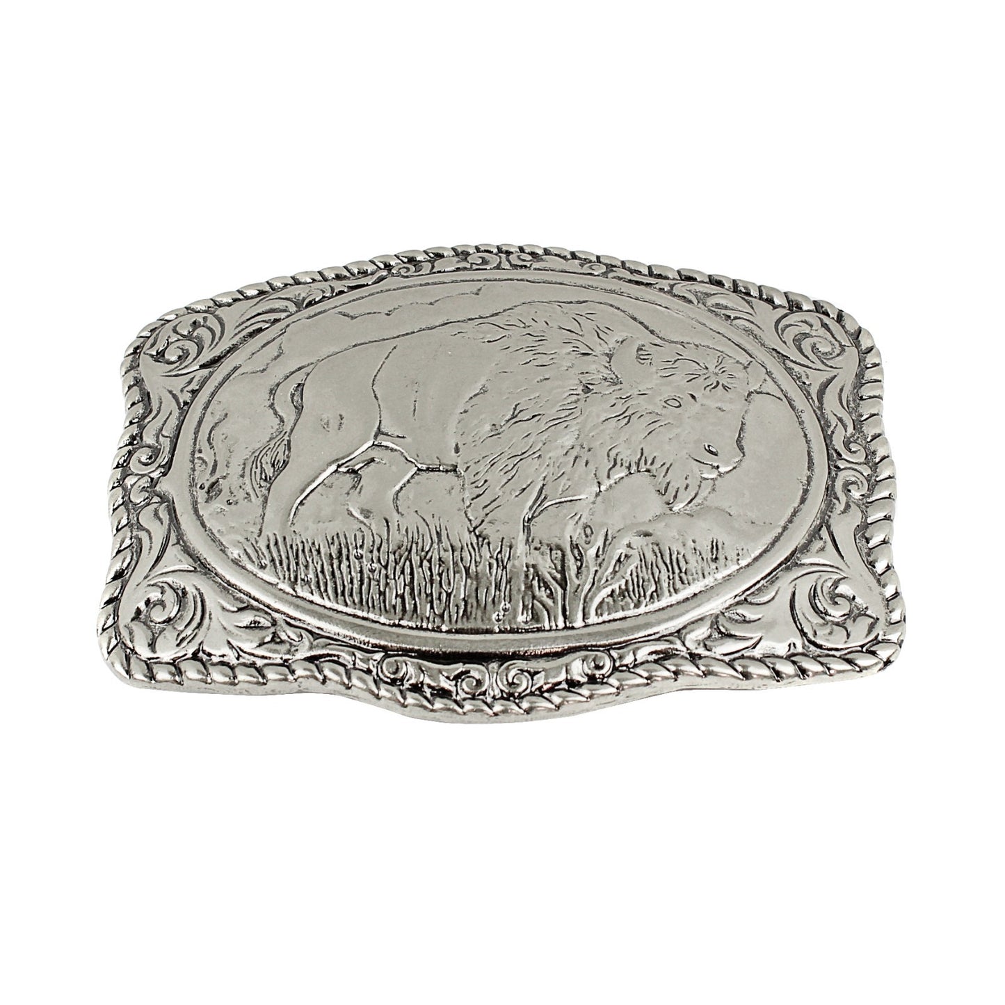 American Bison Buffalo Floral Belt Buckle Antique Silver Fits 1.5 inch Belts
