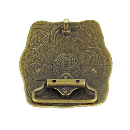 American Bison Buffalo Floral Belt Buckle Antique Bronze Fits 1.5 inch Belts