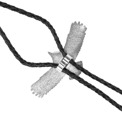 Silver & Gold American Eagle Western Bolo Tie Turquoise Stone 40 inch Black Cord