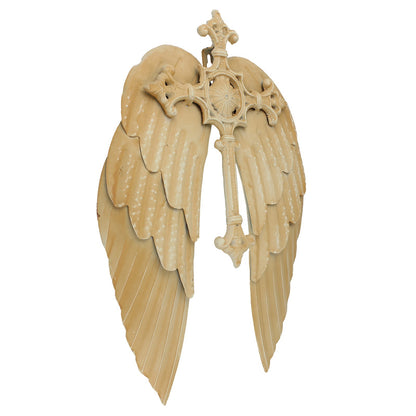 Religious Metal Angel Wings With Cross Wall Decor Rustic Light Brown 15 inch