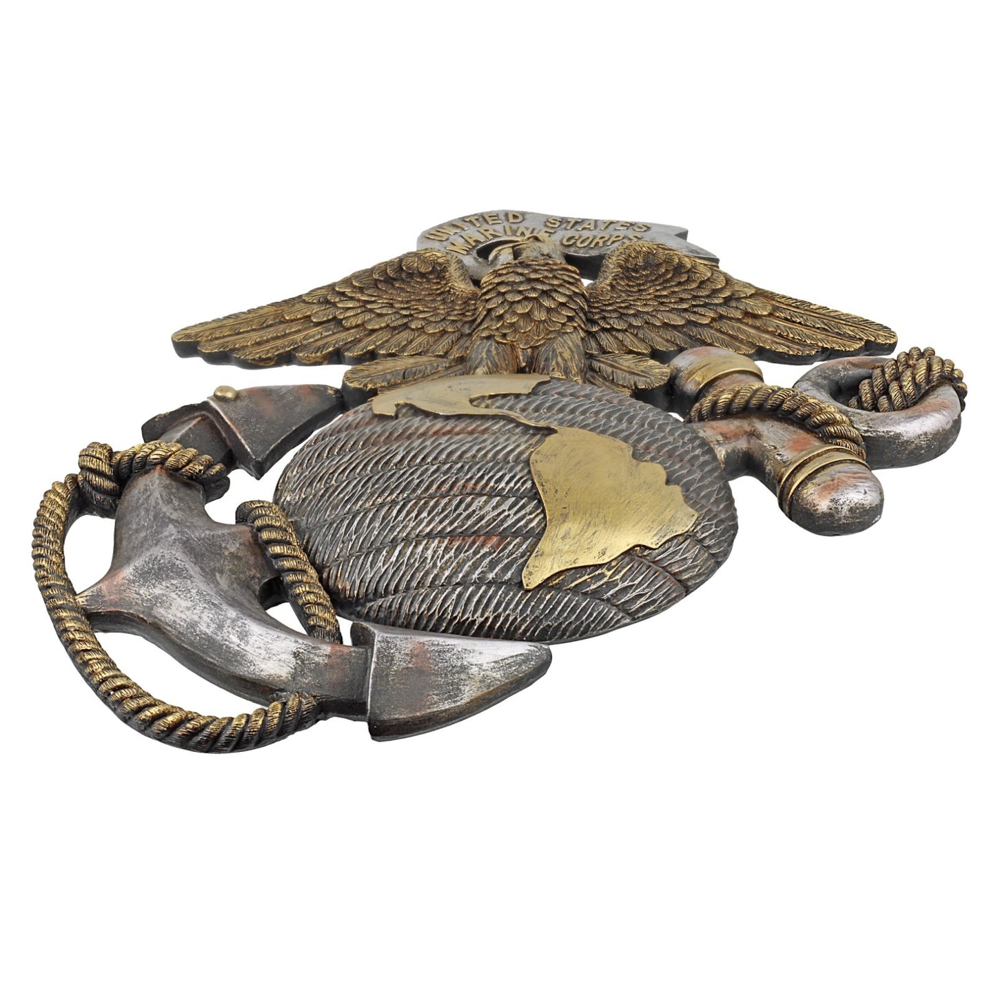 Large United States Marines Eagle Anchor Wall Decor Rustic Gold 19 x 16 inch