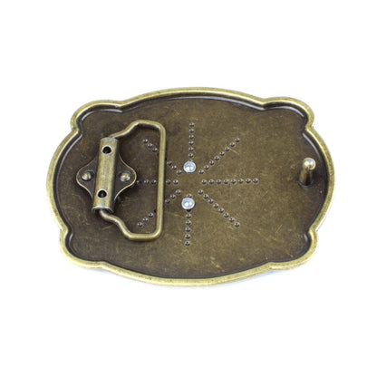 Floral Western Longhorn Bull Head Belt Buckle Antique Bronze Fits 1.5 inch Belt