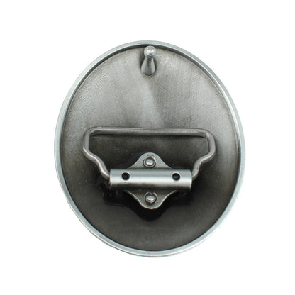 Oval Enamel American Flag Floral Cowgirl Western Belt Buckle Antique Silver